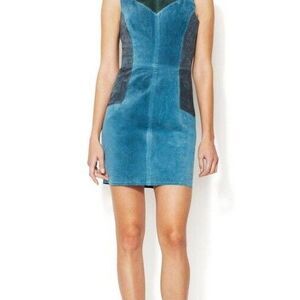 Patterson J Kincaid NEW Women's PJK Color Block Leather Suede Mini Mattie Dress